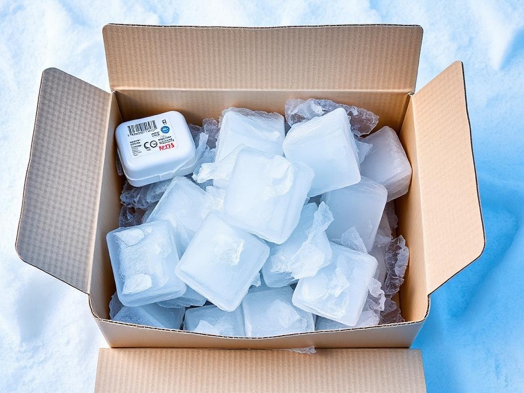 Gekühlte Ware mit Kühlakkus in einer Isoliertasche aus Recyclingpapier